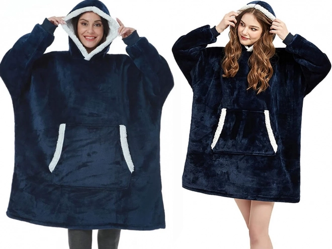 Ciepła oversize bluza z kapturem z grubej sztucznej skóry