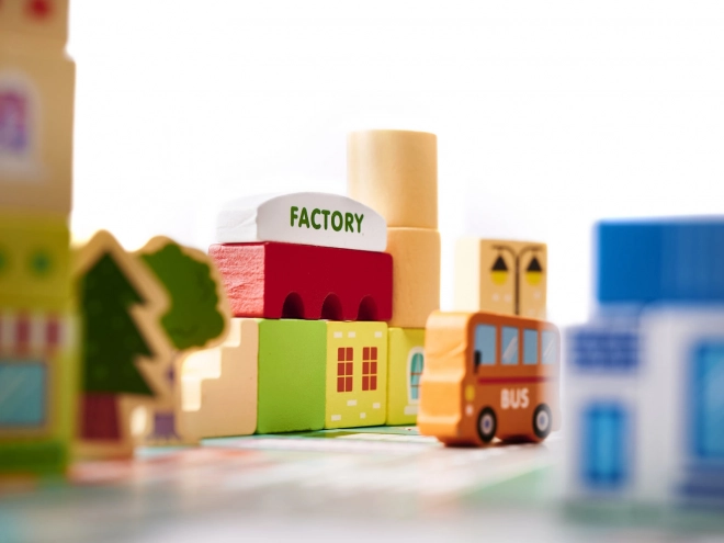 Drewniane edukacyjne miasto puzzle 120 elementów