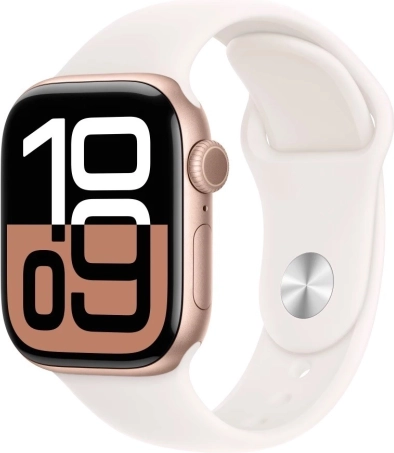 zegarek Apple Watch Series 10 GPS różowe złoto 42 mm z różowym sportowym paskiem