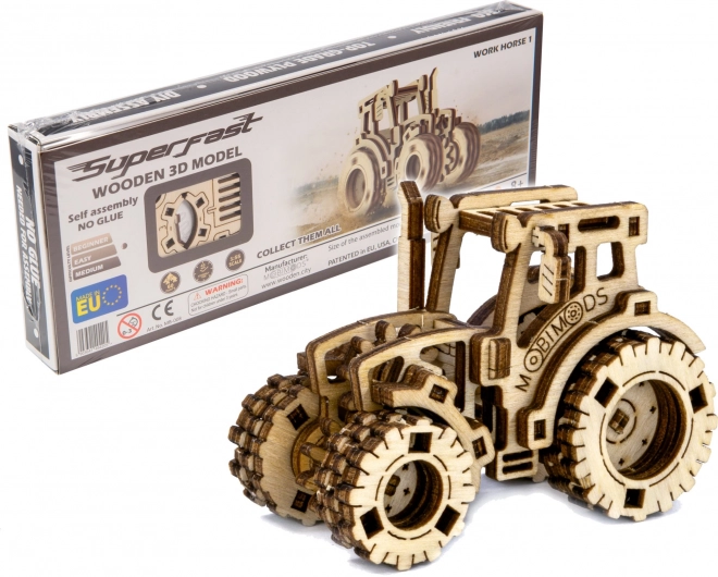 Drewniane Miasto 3D puzzle Superszybki Traktor