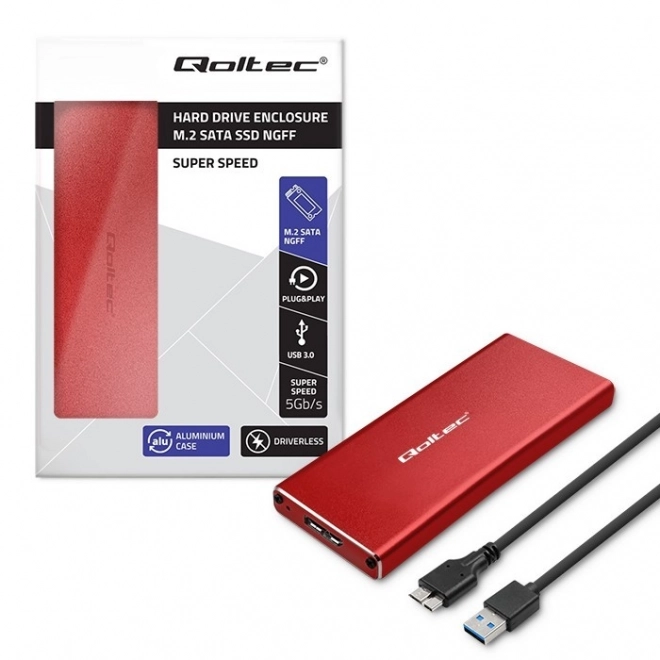 Szafa | Obudowa na dysk M.2 SSD | SATA | NGFF | USB 3.0 | Superszybkość 5Gb/s | 2TB | Czerwony kolor
