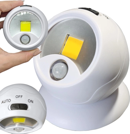 LED nocna lampka z czujnikiem ruchu COB 360°, magnetyczna, na baterie
