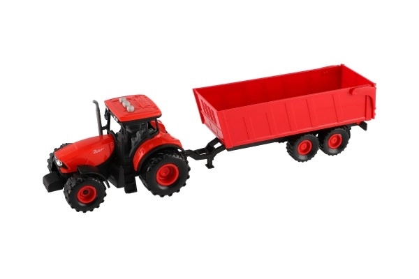 Czerwony traktor Zetor z przyczepą z efektami dźwiękowymi i świetlnymi - 36 cm