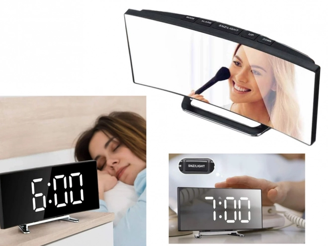 Elegancki cyfrowy budzik z termometrem i wyświetlaczem LED