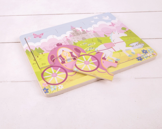 Bigjigs Toys Drewniane puzzle księżniczka z karetą