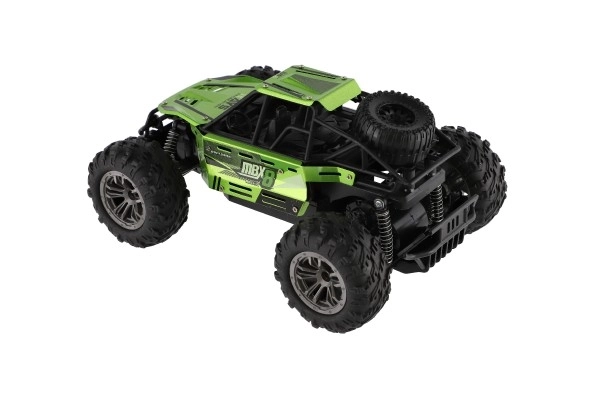 Auto RC buggy terenowe zielone 22cm plastik 2,4GHz na baterie + pakiet do ładowania w pudełku 32x16x18cm