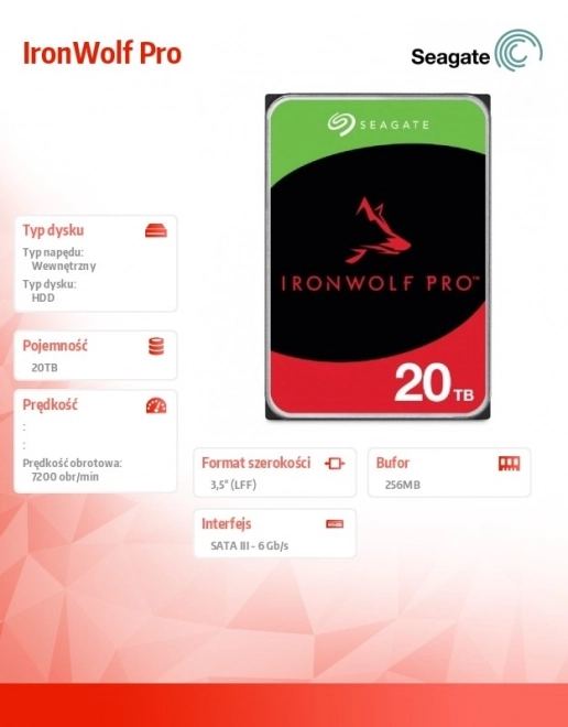 Dysk twardy Seagate IronWolf Pro 20TB