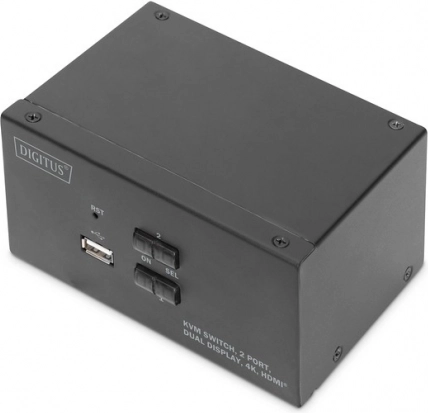 przełącznik KVM 2-portowy HDMI dla dwóch monitorów 4K 30 Hz