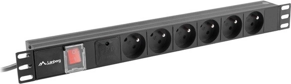 listwa zasilająca do szafy rack 19" 1U 16A, 6x gniazdo FR, 2 m, czarna