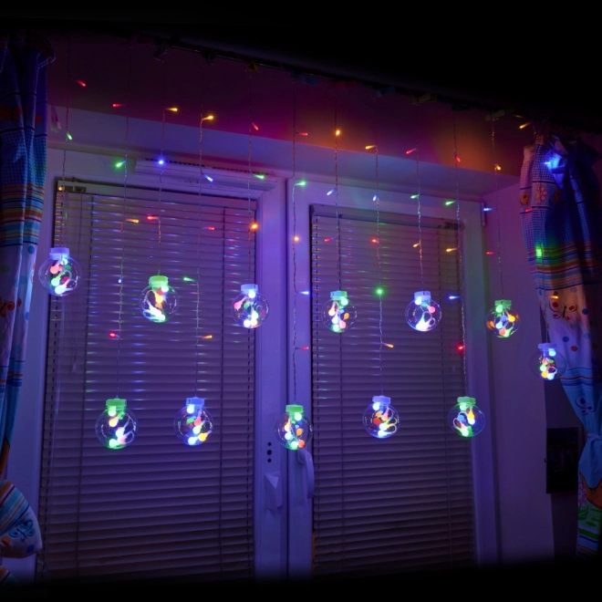 Kurtyna LED kolorowa z żarówkami - 3 m, 108 LED