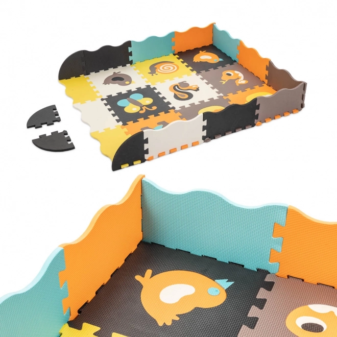 Kolorowe piankowe puzzle ze zwierzętami i kojcem - 25 sztuk