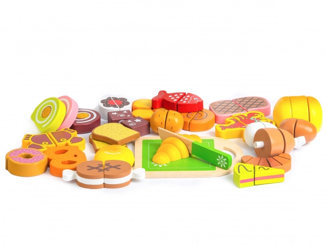 Drewniane produkty do krojenia 23 sztuki ECOTOYS