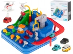 Interaktywny samochodowy tor przeszkód/parking z 4 pojazdami i helikopterem 24 × 24 cm