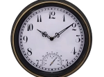 Zewnętrzny zegar ścienny 30 cm – czarno‑złoty, biały cyferblat