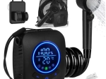 Przenośny prysznic kempingowy TRIZAND 8000 mAh z pompą i wyświetlaczem LED, USB, IPX8