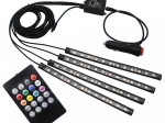 LED oświetlenie wnętrza auta Pilot Light Bar 4×12 LED RGB z pilotem