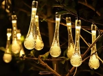 Solarne ogrodowe lampki łańcuchowe krople 6,5 m, 30 LED, ciepła biel