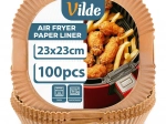 Papierowe kwadratowe wkładki do frytkownicy beztłuszczowej 23 × 23 cm, 100 szt. VILDE