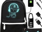 Wodoodporny plecak KRUZZEL z USB i świecącym motywem, 19 l