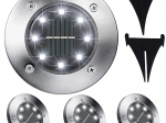 Solarne ogrodowe lampy LED w kształcie dysku z czujnikiem zmierzchu, 4 szt.