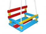 Kolorowa drewniana huśtawka z oparciem