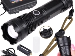Wydajna latarka LED z ładowaniem USB, wodoodporna, z zoomem