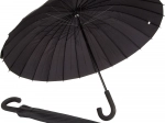 Duży czarny, solidny i elegancki parasol z 24 ramionami