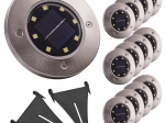 Solarne ogrodowe światła wpuszczane z czujnikiem zmierzchu, 8 LED, zimna biel, zestaw 12 szt.