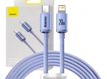 Baseus Crystal kabel USB‑C na Lightning 2 m, 20 W PD, fioletowy