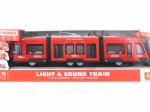 Czerwona tramwaj na baterie z efektami