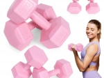 Zestaw sześciokątnych hantli 2×5 kg, różowe – ModernHome