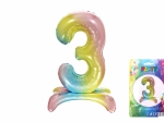Nadmuchiwany balon cyfra 3 tęcza 80 cm