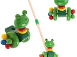 Drewniana pchanka żabka na kijku