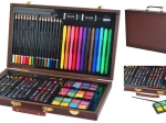 Zestaw malarski 81 elementów w drewnianej walizce