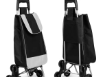 Wózek na zakupy ModernHome, czarny, 25l torba, 6 kół, metalowa rama
