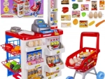 dziecięcy supermarket ze skanerem, wagą i wózkiem na zakupy
