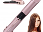 Bezprzewodowa ceramiczna prostownica do włosów z wyświetlaczem LCD 2w1 i powerbankiem