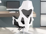 Ergonomiczne obrotowe krzesło biurowe, krzesło z zagłówkiem i podnóżkiem – czarne