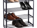 Metalowa czarna szafka na buty, 4‑poziomowa, 49,5 × 18,5 × 56,5 cm
