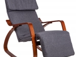 Fotel bujany z regulowanym podnóżkiem i drewnianymi podłokietnikami ModernHome