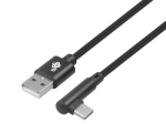 Kabel USB na USB‑C 1,5 m z wtykiem pod kątem prostym, czarny pleciony
