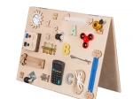 Drewniana manipulacyjna i sensoryczna tablica dla dzieci