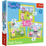Puzzle 3w1 – ŚWINKA PEPPA – Wesoły dzień Peppy