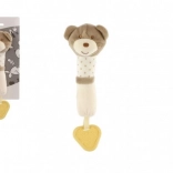 Grzechotka/gryzak miś pluszowy 24 cm beżowy na karcie w woreczku 0+