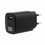 Szybka ładowarka GaN 30 W z USB‑C i USB‑A, wyświetlacz LCD, czarna