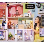 Drewniany dwupiętrowy domek dla lalek RAINBOW HIGH z niespodzianką i meblami