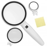 ręczna lupa z podświetleniem LED i wymiennymi soczewkami 3,5x/5x/11x