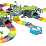 Elastyczny tor wyścigowy z dwoma tunelami i 2 autami