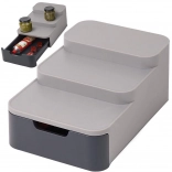 Trzypoziomowy organizer kuchenny z szufladą, szary plastik