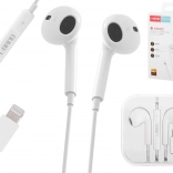 Białe przewodowe słuchawki douszne z łączem Lightning
